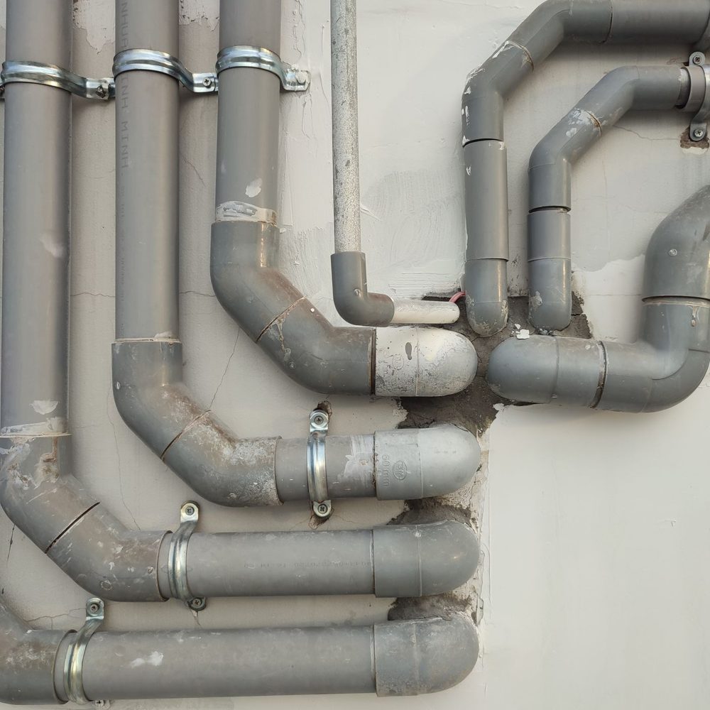 Exposed PVC drain stack during a drain repair